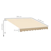 Outsunny Manuell ausziehbare Markise 295 x 245 cm mit Kurbel, UV-Schutz, Aluminiumrahmen, beige(m-3)