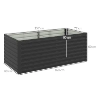 Outsunny Erhöhter rechteckiger Pflanzkasten für den Außenbereich - offener Boden - 160 x 80 x 60 cm, grau(m-3)
