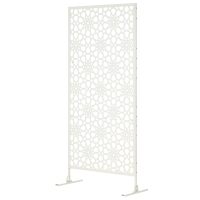 Outsunny Dekoratives weißes Außen-Panel aus Metall mit Muster - 92 x 45 x 198 cm