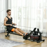 SPORTNOW Wasser-Rudergerät Heimtrainer 6 Widerstandsstufen LCD-Multifunktionsdisplay Stahl PC Schwarz(m-2)