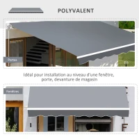 Outsunny Manuell ausziehbare Markise dim. 2,5B x 2T (Ausladung) m einstellbare Neigung Markise aus Alu. wasserdichtes hochdichtes Polyester Grau(m-4)