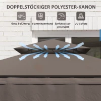 Outsunny Grillpavillon 242x149x248 cm wasserabweisend flammhemmend Gartenpavillon mit Doppelschichtdach Kaffee(m-5)