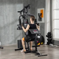 HOMCOM Fitness-Station mit 12 Gewichtsblöcken à 5,5 kg für ein umfassendes Training - 135 x 103 x 210 cm(m-2)