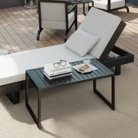 Outsunny Bijzettafel met Latjesontwerp Balkontafel van Aluminium Koffietafel Weerbestendig 90 x 50 x 42 cm Zwart(m-9)