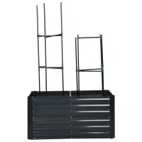 Outsunny Hochbeet, Pflanzkasten mit erweiterbarem Stützgitter, Stahl, dunkelgrau, 120 x 90 x 59 cm(m-12)