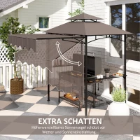 Outsunny Grillpavillon 242x149x248 cm wasserabweisend flammhemmend Gartenpavillon mit Doppelschichtdach Kaffee(m-4)