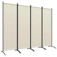 Outsunny Paravent 221 x 172 cm 4-Panel Outdoor-Paravent mit breiten Füßen aus 180 g/m² Polyesterstoff Creme(m-6)