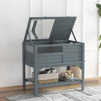 PawHut Haus mit Gehege für Schildkröten auf Standfuß mit Regal aus Tannenholz - Abm. 103H x 84B x 51T cm(m-5)