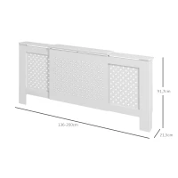 HOMCOM Verstellbare Heizkörperverkleidung mit zeitgenössischem Design Ausziehbare Länge 136-200 x 21,5 x 91,7 cm Weiß(m-3)