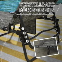 Outsunny Zonneligstoel met 4-Standen Verstelbare Rugleuning, Kussen, Zijvak, Hoofdsteun, 68 x 189 x 30 cm, Blauw(m-4)