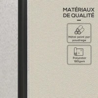 Outsunny Paravent 221 x 172 cm 4-Panel Outdoor-Paravent mit breiten Füßen aus 180 g/m² Polyesterstoff Creme(m-4)