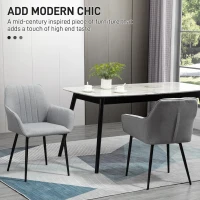HOMCOM Dining Chairs Set of 4, Upholstered Linen Fabric Kitchen Chairs with Metal Legs for Living Room Dining Room, Light Grey(m-4)