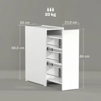 HOMCOM Smalle Badkamerkast, Vloerkast met Diepe Lade, Vrijstaande Badkamerschank, Spaanplaat, Wit(m-3)