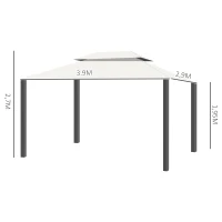 Outsunny Gartenpavillon Pavillon Barnum mit Doppel-Dach, Seitenwänden und abnehmbaren Moskitonetzen 4 x 3 m creme(m-3)