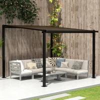 Outsunny Garten Pergola im Freien aus Aluminium 3 x 3 m mit wasserdichtem Polycarbonat-Dach und Abwassersystem, dunkelgrau(m-5)