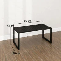 Outsunny Bijzettafel met Latjesontwerp Balkontafel van Aluminium Koffietafel Weerbestendig 90 x 50 x 42 cm Zwart(m-3)