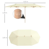 Outsunny Doppelschirm für Garten 455 x 265 cm rechteckig, Kurbel, Stahlmast, Polyester 180g/m², Sonnenschutz UPF30+(m-3)