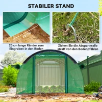 Outsunny Tunnel de film en polytunnel de 4 x 3 x 2 m avec filet pare-soleil, parois latérales enroulables, couverture en plastique, cadre en acier, vert(m-4)