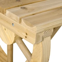Outsunny 2-Person Garden Bench Rustic Wooden Outdoor Bench with Wheel-Shaped Legs Slatted Seat for Patio Natural Wood Effect(m-10)