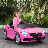 AIYAPLAY Kinder Elektroauto Mercedes SLC 300 Lizenz 12V V. Max. 5 Km/h Sound- Lichteffekte Fernbedienung Rosa(m-2)