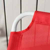 Outsunny Klappbare Sonnenliege - verstellbare Liege mit 4 Positionen - Chaise Longue Grand Confort mit Armlehnen - Epoxidharz-Metall Textilene - Abmessungen 186L x 66B x 80H cm - Rot(m-5)