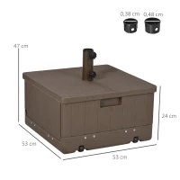 Outsunny Sonnenstrahl Sonnenschirmständer Sonnenschirmständer Beistelltisch Pflanzgefäß mit Ablauföffnungen Rollen Griffe PE und Metall braun(m-3)