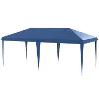 Outsunny Garten Pavillon Faltbarer Pop-Up-Baldachin inkl. Tragetasche aus epoxidiertem Stahl Oxford-Hochleistungsstoff 6 x 3 m Blau(m-1)