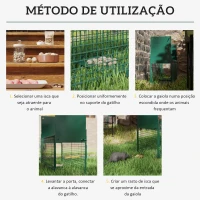 Outsunny Armadilha para Animais Vivos com Porta Gaiola de Captura com Alça de Transporte para Coelhos Raposas Pequenas 80x25x30cm Verde Escuro(m-4)