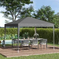 Outsunny Pop-Up Gartenpavillon Faltbarer Pavillon Anti-UV + Tragetasche aus Stahl Oxford 3 x 3 x 2,55 m Grau(m-2)