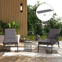 Outsunny Set aus 2 Liegestuhlmatratzen mit Befestigungsschnüren für den Garten Dunkelgrau(m-2)