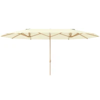 Outsunny Doppelschirm für Garten 455 x 265 cm rechteckig, Kurbel, Stahlmast, Polyester 180g/m², Sonnenschutz UPF30+(m-6)