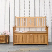 Outsunny Two-Seater Wooden Storage Bench - Natural Finish(m-12)