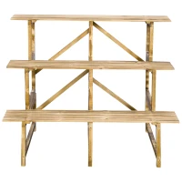 Outsunny Pflanzentreppe, Blumentreppe, Blumenregal, Pflanzregal, Blumenständer, 3 Stufen, Tannenholz, 100 x 80 x 78cm(m-8)