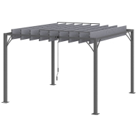 Outsunny Pergola 3 x 3 m bioklimatische Pergola mit verstellbaren Lamellen im zeitgenössischen Stil UV 50+ Aluminium - grau