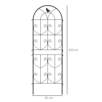 Outsunny Rankgitter für Kletterpflanzen mit Vögeln 2er-Pack Gartengitter für Gemüse Rebe Blume Metall 50 x 150 cm schwarz(m-3)