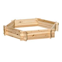 Outsunny Hochbeet sechseckig DIY Pflanzkübel Pflanzkasten aus Holz für Garten Balkon Natur 100 x 92 x 16 cm(m-9)