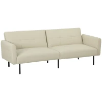 HOMCOM Schlafsofa 3-Sitzer, Schlafcouch mit verstellbarer Rückenlehne, modernes Stoffsofa, Beige(m-6)