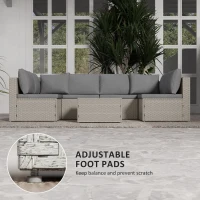 Outsunny Seven-Piece Modular Rattan Set - Light Brown(m-8)