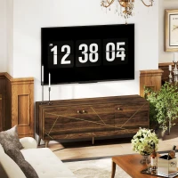 HOMCOM TV-Schrank TV-Möbel für Fernseher bis zu 60 Zoll mit Schränken verstellbaren Regalen Stahlfüßen 130 x 40 x 52 cm braun(m-5)