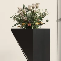 Outsunny Blumentopf Pflanzkübel für den Innenbereich mit Entwässerungslöchern aus Metall, Abmessungen 30L x 30B x 100H cm schwarz(m-4)