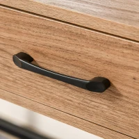 HOMCOM Bureau secrétaire bureau informatique dim. 105L x 55l x 100H cm 3 tiroirs + 3 niches piètement métal noir plateau imitation bois(m-8)