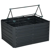 Outsunny Hochbeet, Pflanzkasten mit erweiterbarem Stützgitter, Stahl, dunkelgrau, 120 x 90 x 59 cm(m-11)