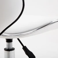 HOMCOM Rollhocker Arbeitsstuhl mit höhenverstellbarer 44-56 cm und Rückenlehne, 360° drehbarer, Weiß(m-5)