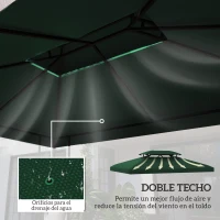 Outsunny Toldo de Recambio 4x3 m con Techo Doble Orificios de Drenaje y Protección UV Solo Toldo NO Incluye Marco Verde(m-4)