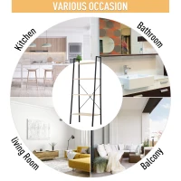 HOMCOM Ladder Shelf, Bookshelf, 4-Tier Industrial Storage Rack for Living Room, Bedroom, Kitchen, Oak and Black(m-6)