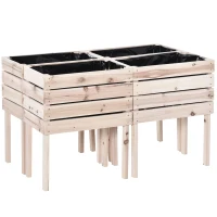 Outsunny Hochbeet Blumenkasten Pflanzenkasten, wetterbeständig, Massivholz, 50 cm x 30 cm x 60 cm, Natur(m-15)