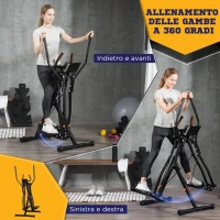 HOMCOM Cyclette Ellittica con 4 Livelli di Resistenza, Monitor LCD e 2 Ruote, in Acciaio e ABS, 90x62x150 cm, Nero(m-4)