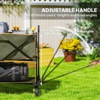 Outsunny Double Decker Folding Festival Trolley on Wheels, 200KG & 350L Capacity Collapsible Wagon Festival Trolley Cart with 134cm Extended for Camping Sports Shopping Garden and Beach, Grey(m-7)