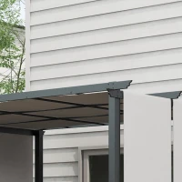 Outsunny Pergola mit 3 verschiebbaren Stoffen 3,5L x 3B x 2,35H m, Struktur aus verwitterungsbeständigem Epoxid-beschichtetem Schwarzem Metall, Stoff aus Polyester in Grau(m-5)