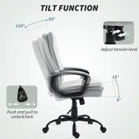 HOMCOM Scaun Ergonomic de Birou cu Spatar inalt Gri(m-6)